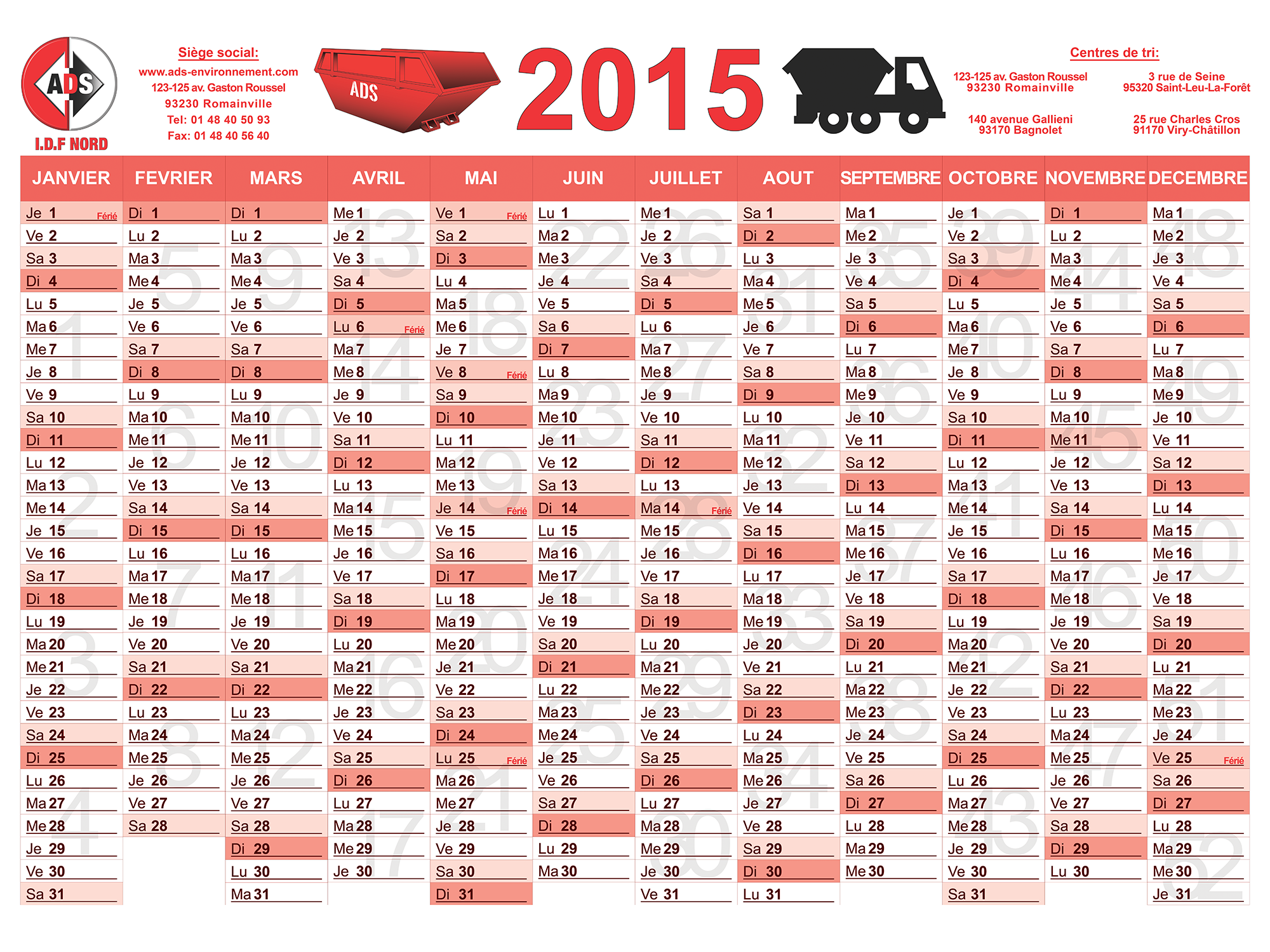 CALENDRIER ADS METAL